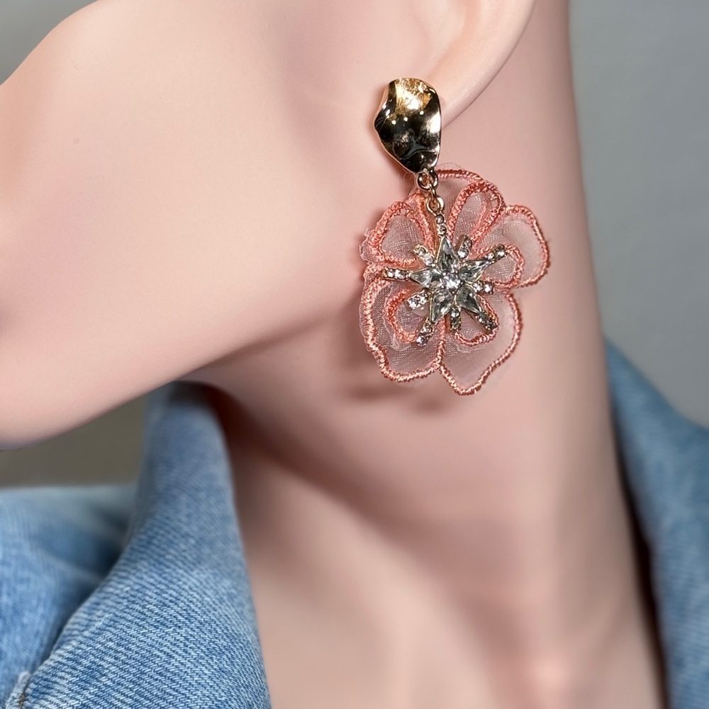 Light Pink and Floral Design Earrings